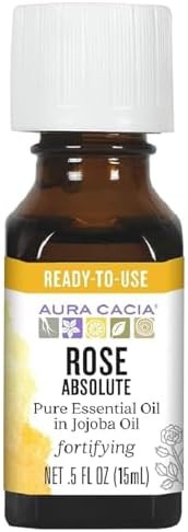 Aura Cacia Rose Absolute Pure essential Oil in Jojoba Oil, 0.5 Ounce. | Amazon (US)