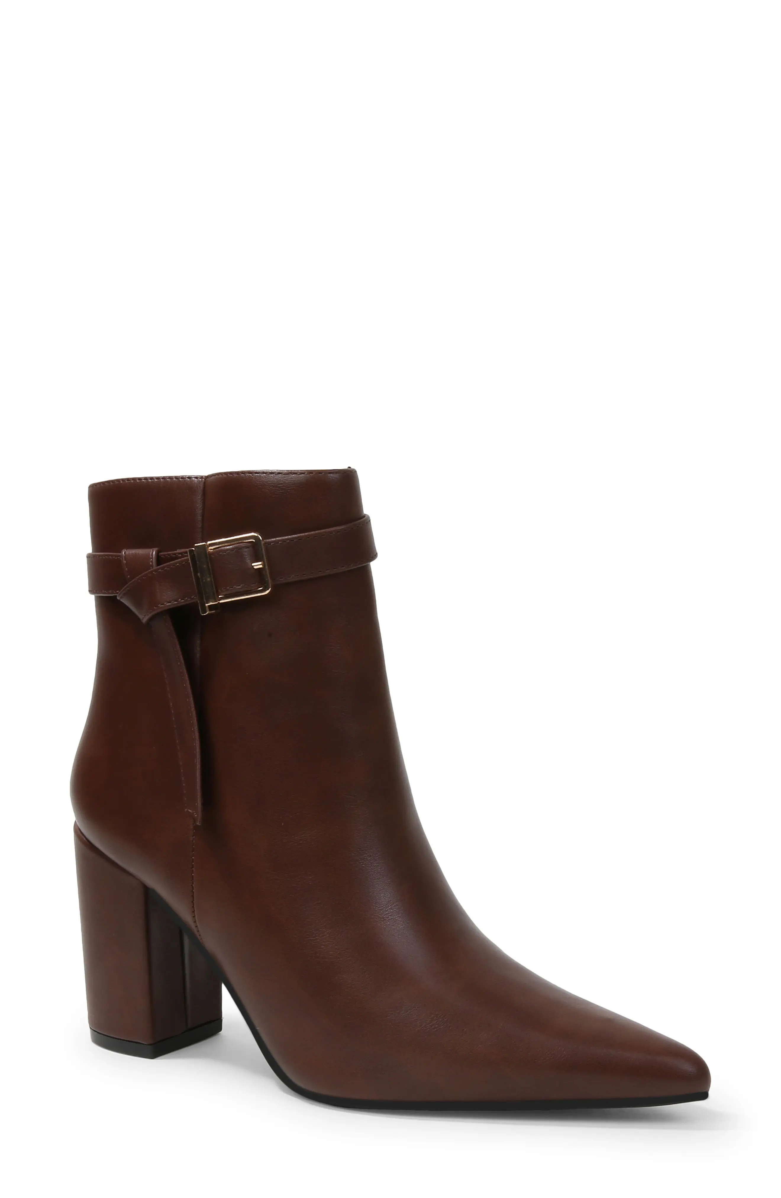 BERNESS Blanche Faux Leather Pointed Toe Bootie in Black at Nordstrom Rack, Size 7.5 | Nordstrom Rack