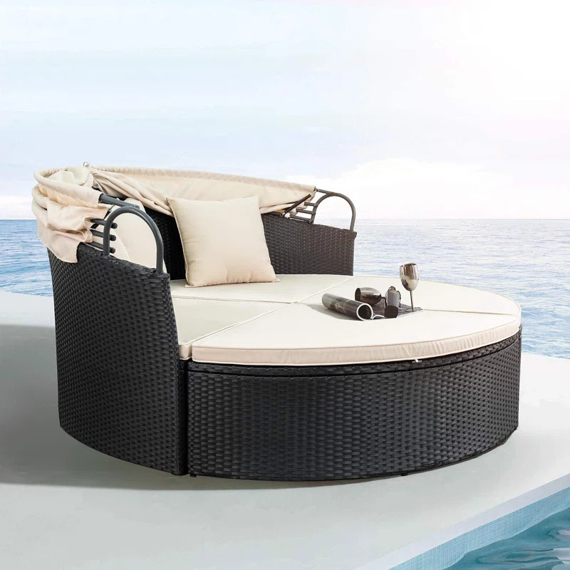 Gatun 66'' Wide Outdoor Wicker Patio Daybed with Cushions | Wayfair North America