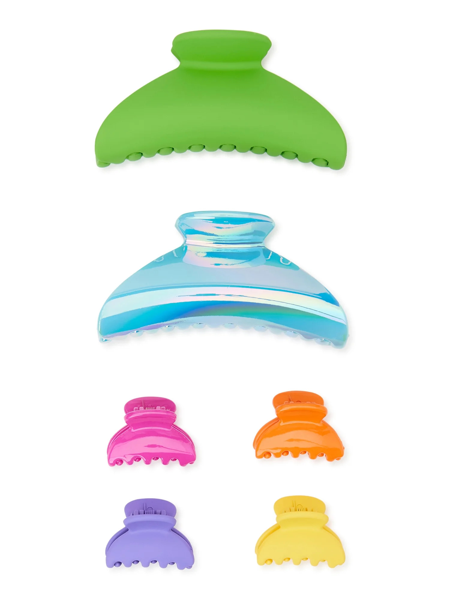 Time and Tru Women's Hair Claw Clip 6-Pack Set Bright - Walmart.com | Walmart (US)