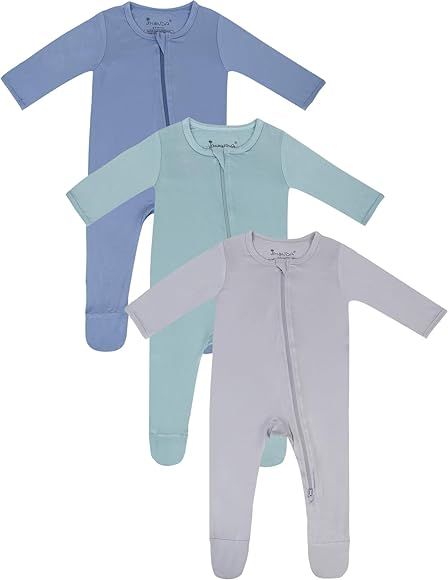 Jimonda Bamboo Footies Pajamas, Unisex Baby Long Sleeve Sleepers,2-Way Zipper Front, Sleep’N Pl... | Amazon (US)