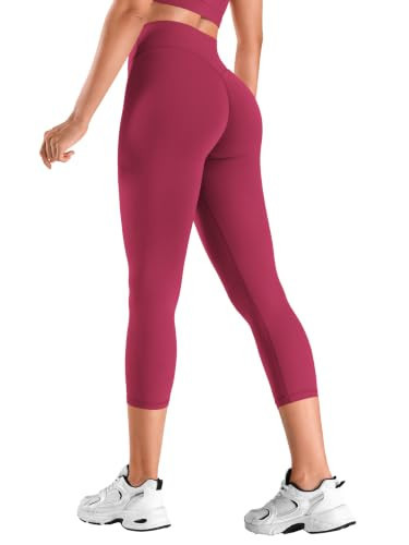 YEOREO Ease Capri Leggings for Women 21" No Front Seam Yoga Pants Ruby Red | Amazon (US)