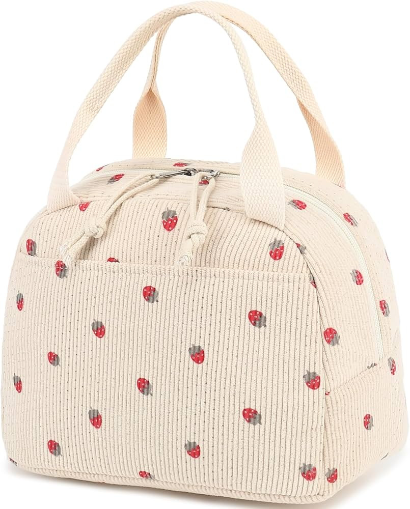 Bluboon Lunch Bag for Women Men Cute Corduroy Lunch Tote Bags Reusable Insulated Lunch Box Large ... | Amazon (US)