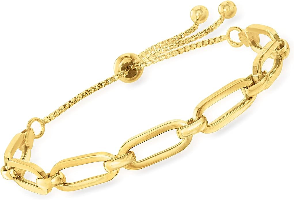 Ross-Simons Italian 18kt Gold Over Sterling Paper Clip Link Bolo Bracelet | Amazon (US)