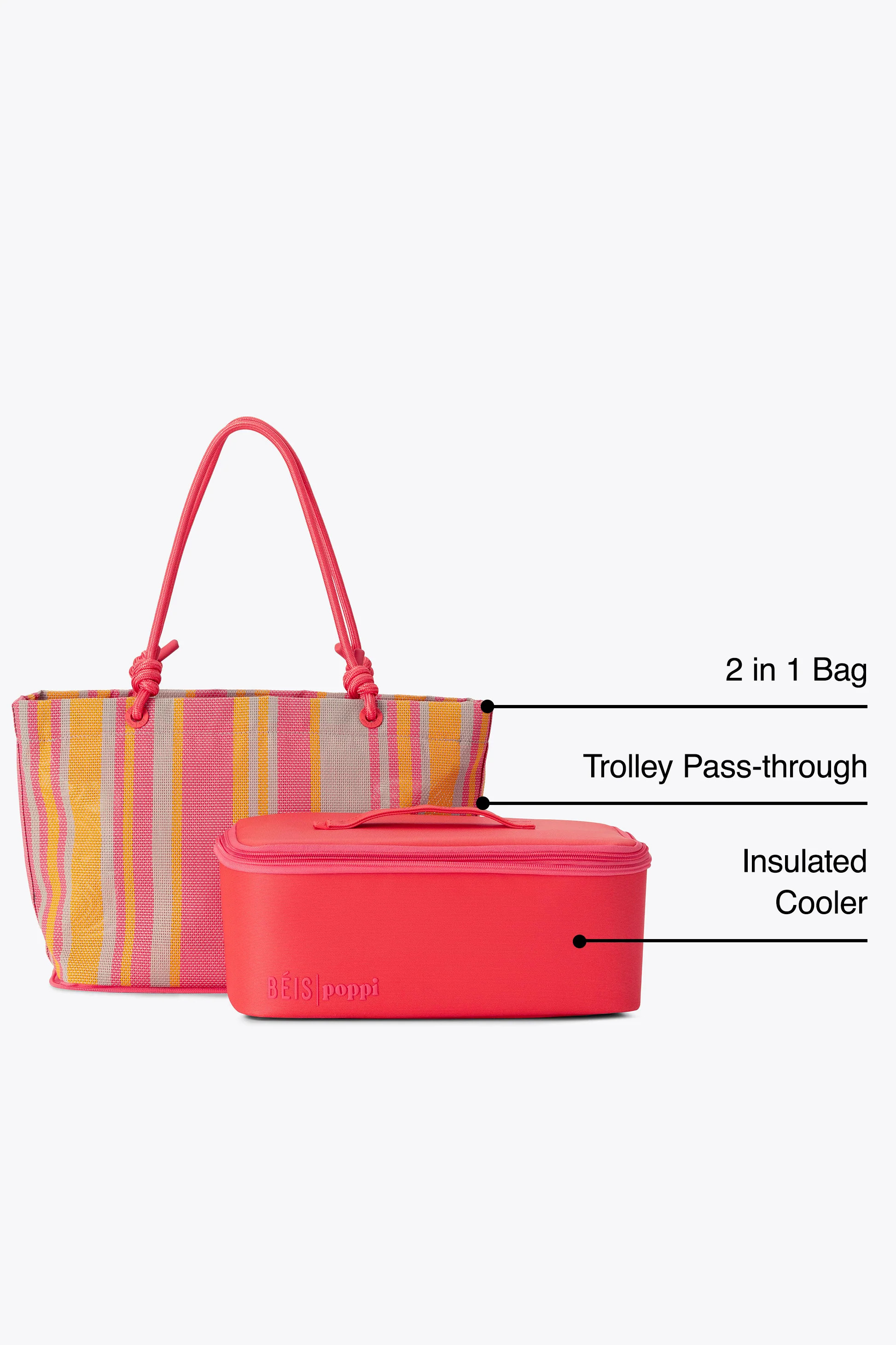 B\u00c9IS x poppi The Cooler Tote in Juicy Stripe | BEIS