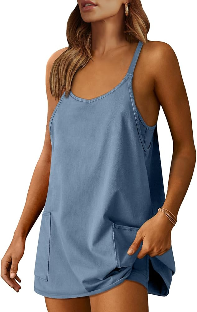 Caracilia Womens Summer Mini Dress 2024 Casual Sleeveless Built in Shapewear Sundress Trendy Shor... | Amazon (US)