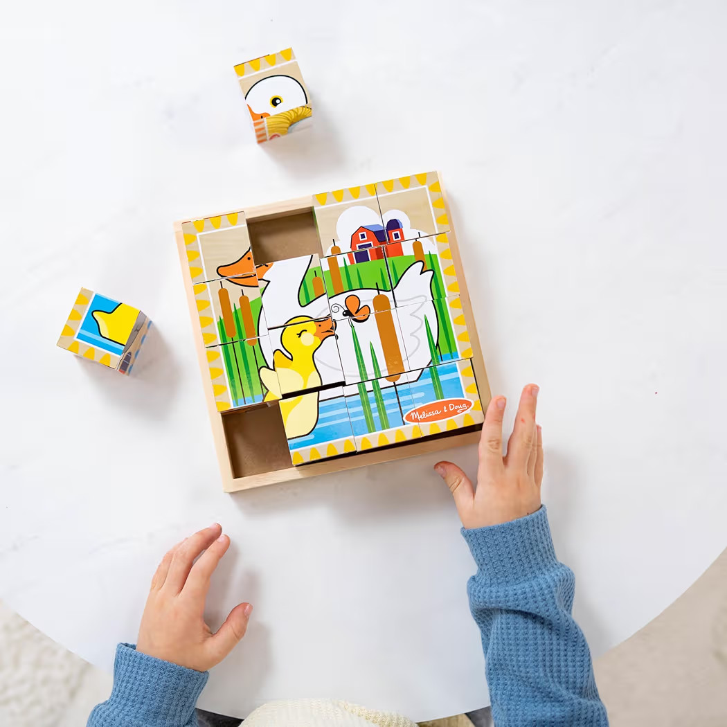 Melissa & Doug Farm Wooden Cube Puzzle with Storage Tray – 6-in-1 Animal Puzzle for Toddlers an... | Amazon (US)