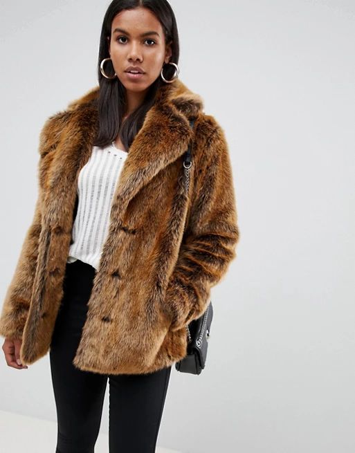 ASOS DESIGN faux fur coat with collar detail | ASOS US