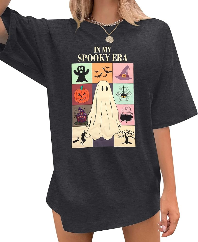 Womens Halloween Ghost Oversized Shirt: in My Spooky Era Shirt Cute Spooky Season Shirt Casaul Ha... | Amazon (US)