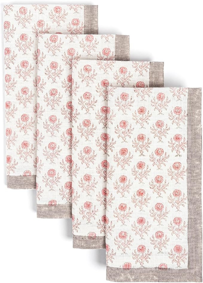 over&back Hand-Blocked Printed Cotton Cloth Napkins - Washable Napkins Set for Mixing, Matching, ... | Amazon (US)