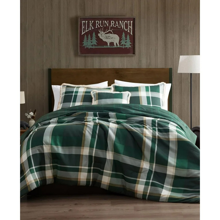 Bearpaw Curtis Plaid Reversible Comforter Set – Queen – Green | Walmart (US)