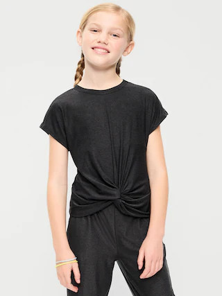 CloudMotion Short-Sleeve Front-Knot T-Shirt for Girls | Old Navy (US)