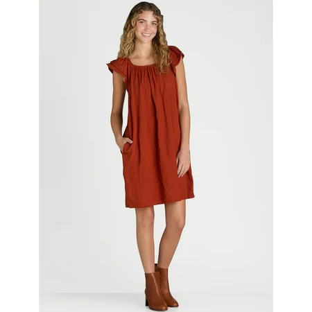 Time and Tru Women s and Women s Plus Mini Dress with Flutter Sleeves Sizes XS-4X | Walmart (US)
