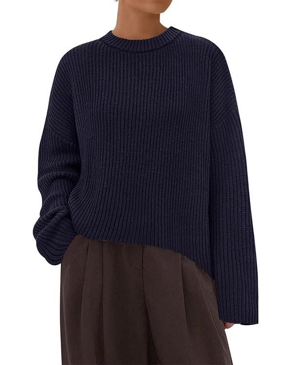 PRETTYGARDEN Womens Fall Sweaters 2025 Casual Chunky Crewneck Long Sleeve Ribbed Knit Oversized P... | Amazon (US)