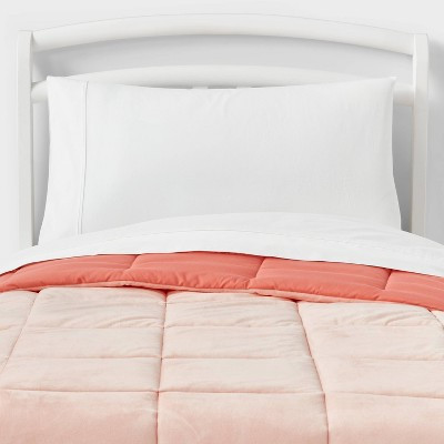Toddler Kids' Comforter Windowpane Velvet Pink - Pillowfort™: Polyester, Box Quilting, OEKO-TEX Certified, Crib/Toddler | Target