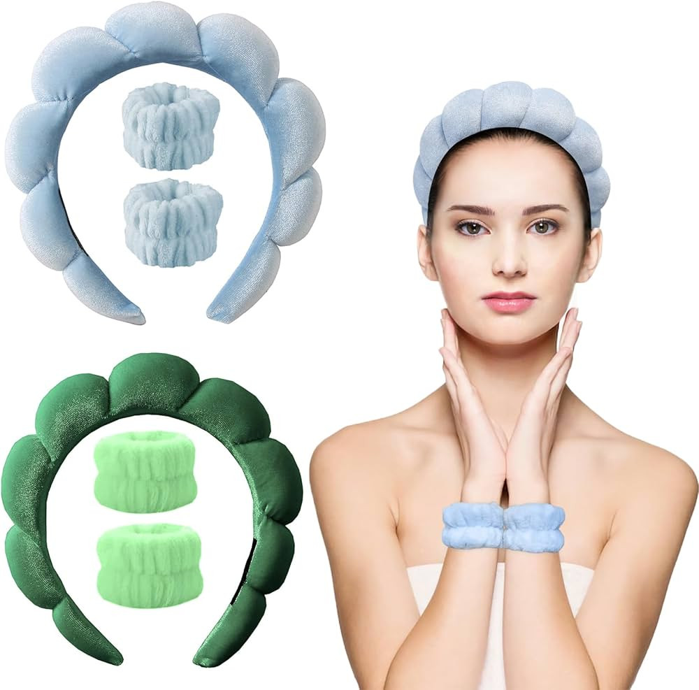 Velvet Spa Headbands:Skincare Headbands With Wristbands | Non-Slip, Super Absorbent & Elastic Bub... | Amazon (US)