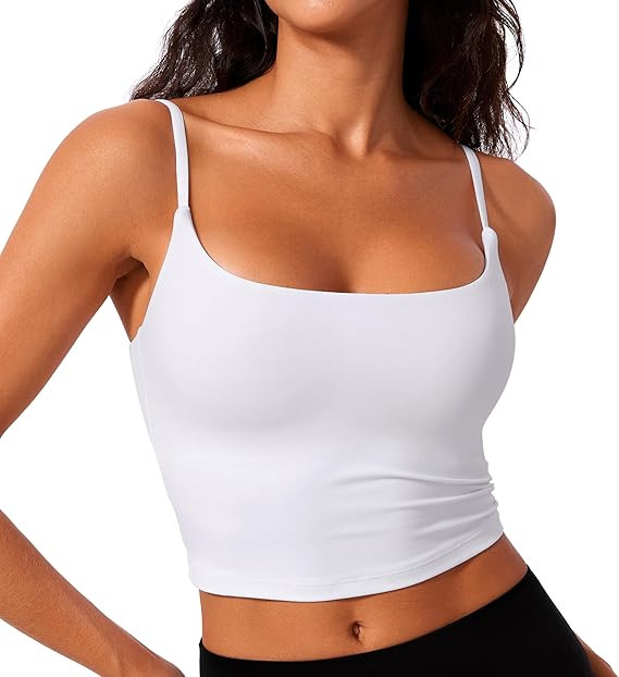 CRZ YOGA Butterlift Adjustable U Back Crop Tank Tops for Women - Padded Camisole Scoop Neck Worko... | Amazon (US)