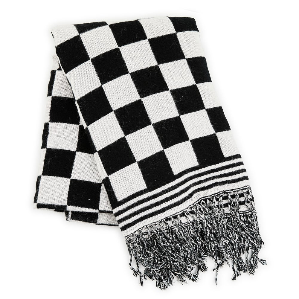 Black &amp; White Check Throw | MacKenzie-Childs