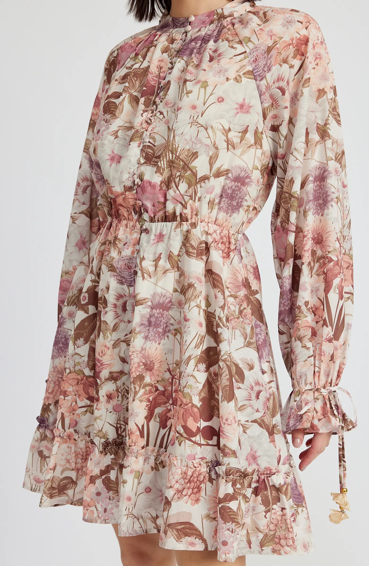 Amoret Floral Long Sleeve Minidress | Nordstrom