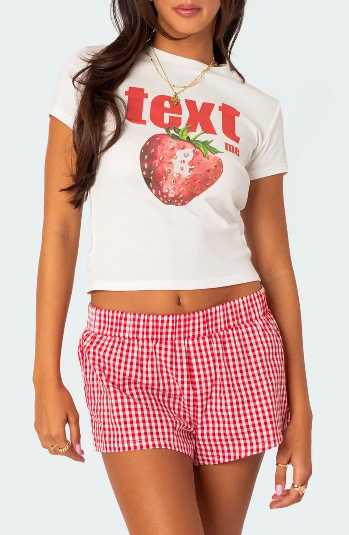 EDIKTED Text Me Strawberry Graphic T-Shirt | Nordstrom | Nordstrom