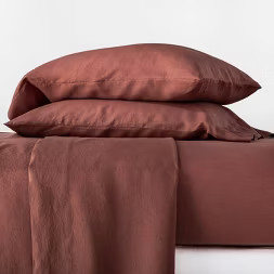 Queen 100% Linen Solid Sheet Set Clay - Casaluna™ | Target