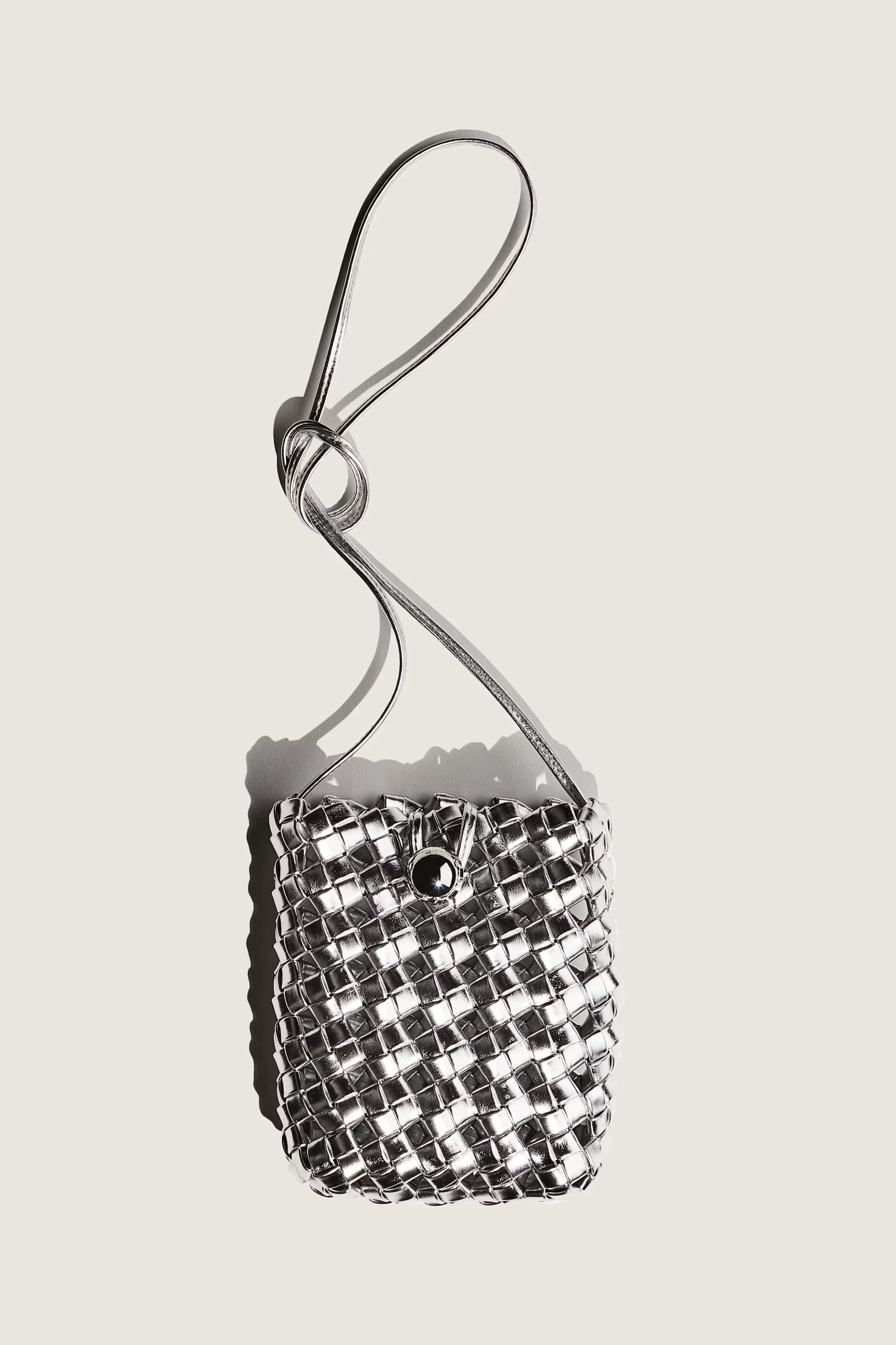 Braided phone bag - Silver-coloured - Ladies | H&M GB | H&M (UK, MY, IN, SG, PH, TW, HK)