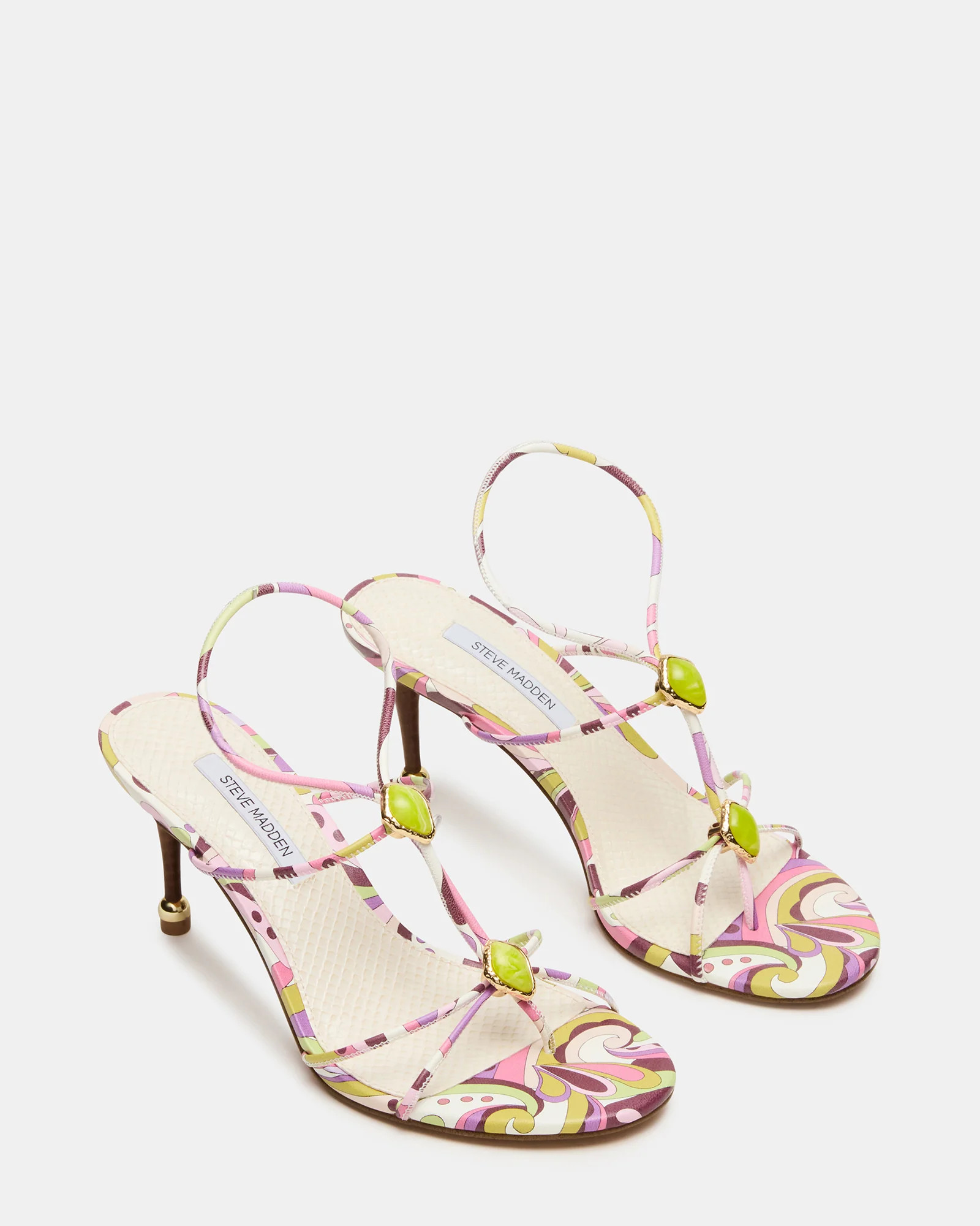 RAMOS Stone Pink Print Strappy Stiletto Women's Heel | Steve Madden (US)