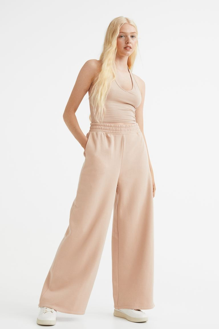 Wide-leg Joggers - Beige - Ladies | H&M US | H&M (US + CA)