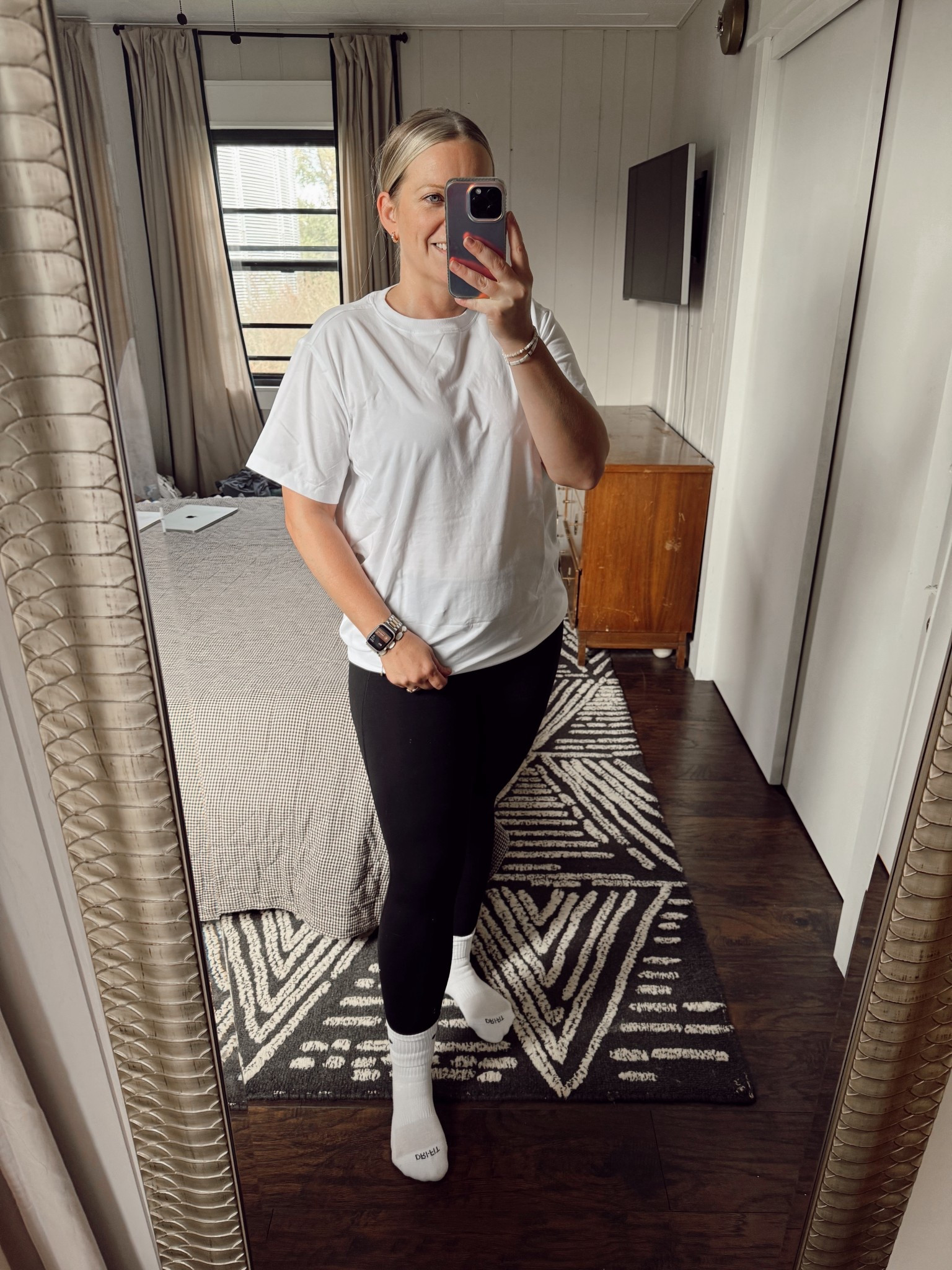 Work from home but make it cozy. I’m wearing leggings from CRZ Yoga, a basic white tee from Lululemon and Nike socks for a simple and comfy look.

#LTKActive #LTKStyleTip #LTKFindsUnder50