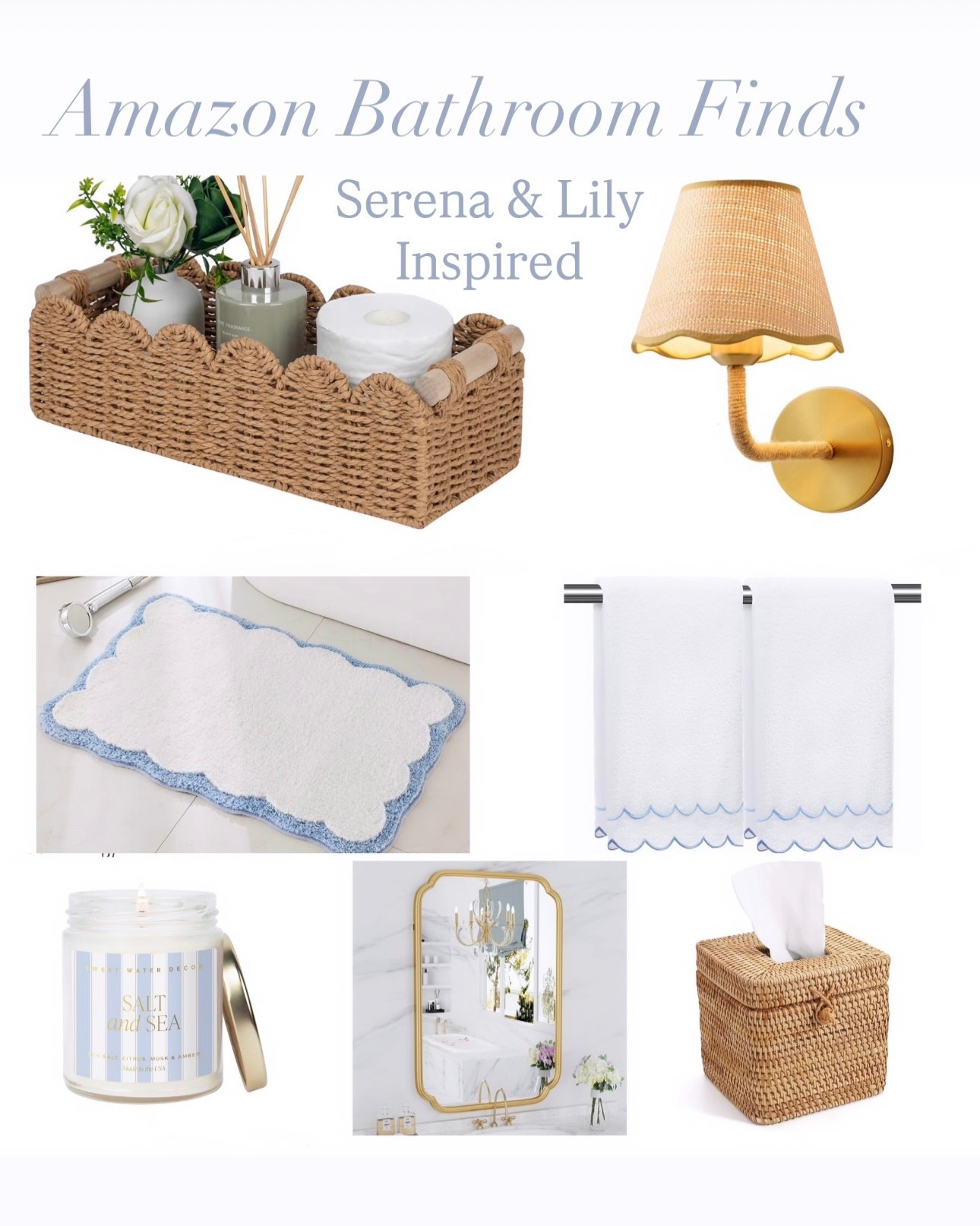 Bathroom decor finds from Amazon.  Serena and Lily dupes, home decor, bathroom refresh 

#LTKSeasonal #LTKdayinmylife #LTKHome