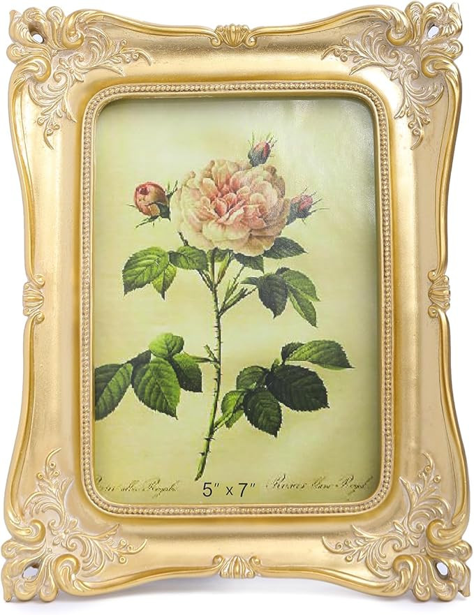 SIKOO Vintage Picture Frames 5x7 Antique Picture Frames Tabletop and Wall Mount Ornate Gold Pictu... | Amazon (US)