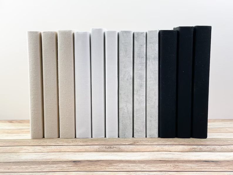 Mix & Match Fabric Covered Decorative Books, White Designer Books for Bookshelf Decor, Book Bundl... | Etsy (US)
