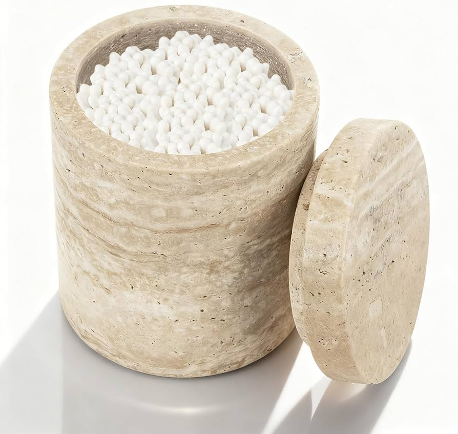 Natural Marble Canister, Cotton Swab Holder with Lid, Marble Toothbrush Holder Qtip Holder Storag... | Amazon (US)