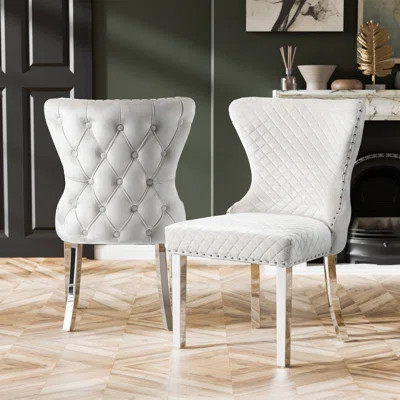 20.4" W Glam Gold Chair (2/CTN), White | Wayfair North America