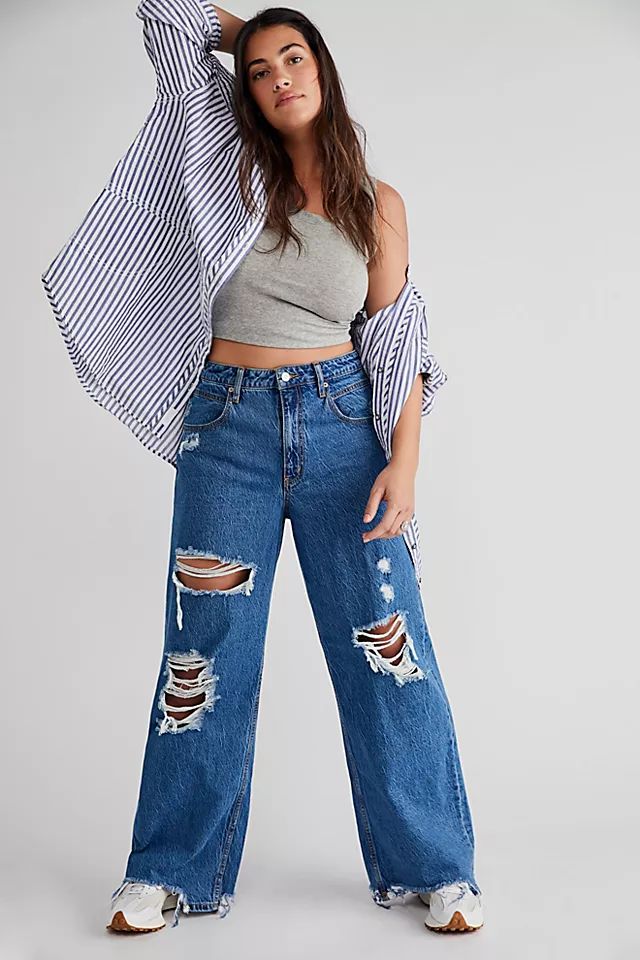 CRVY Destructed Straight-Leg Jeans | Free People (Global - UK&FR Excluded)