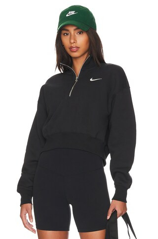 Nike Crop Quarter Zip Sweatshirt in Black & Sail from Revolve.com | Revolve Clothing (Global)