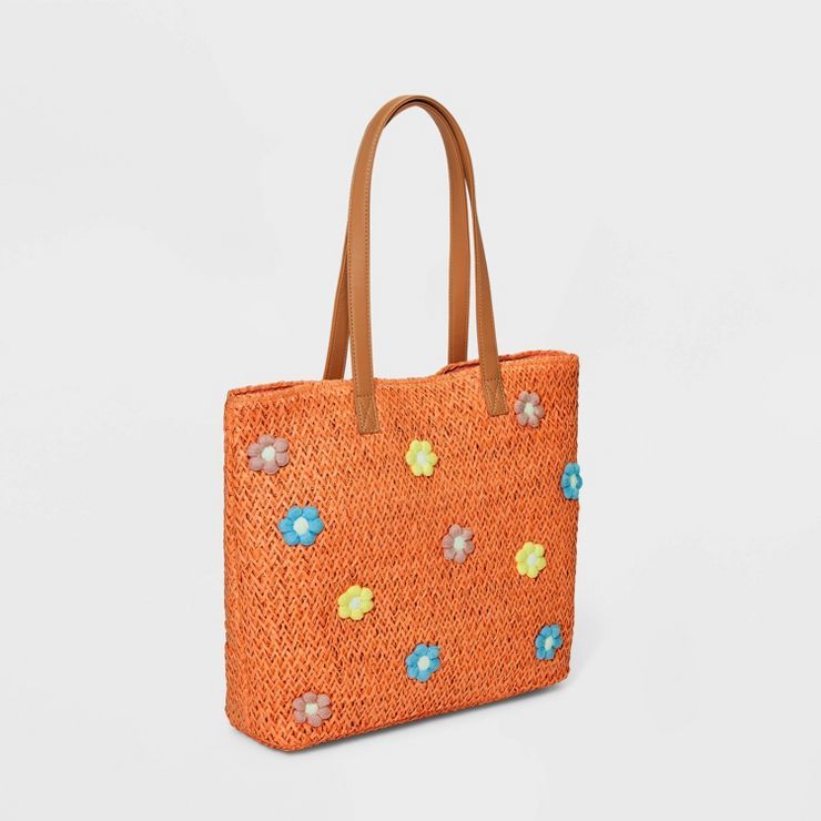 Girls' Flower Straw Tote Bag - Cat & Jack™ | Target