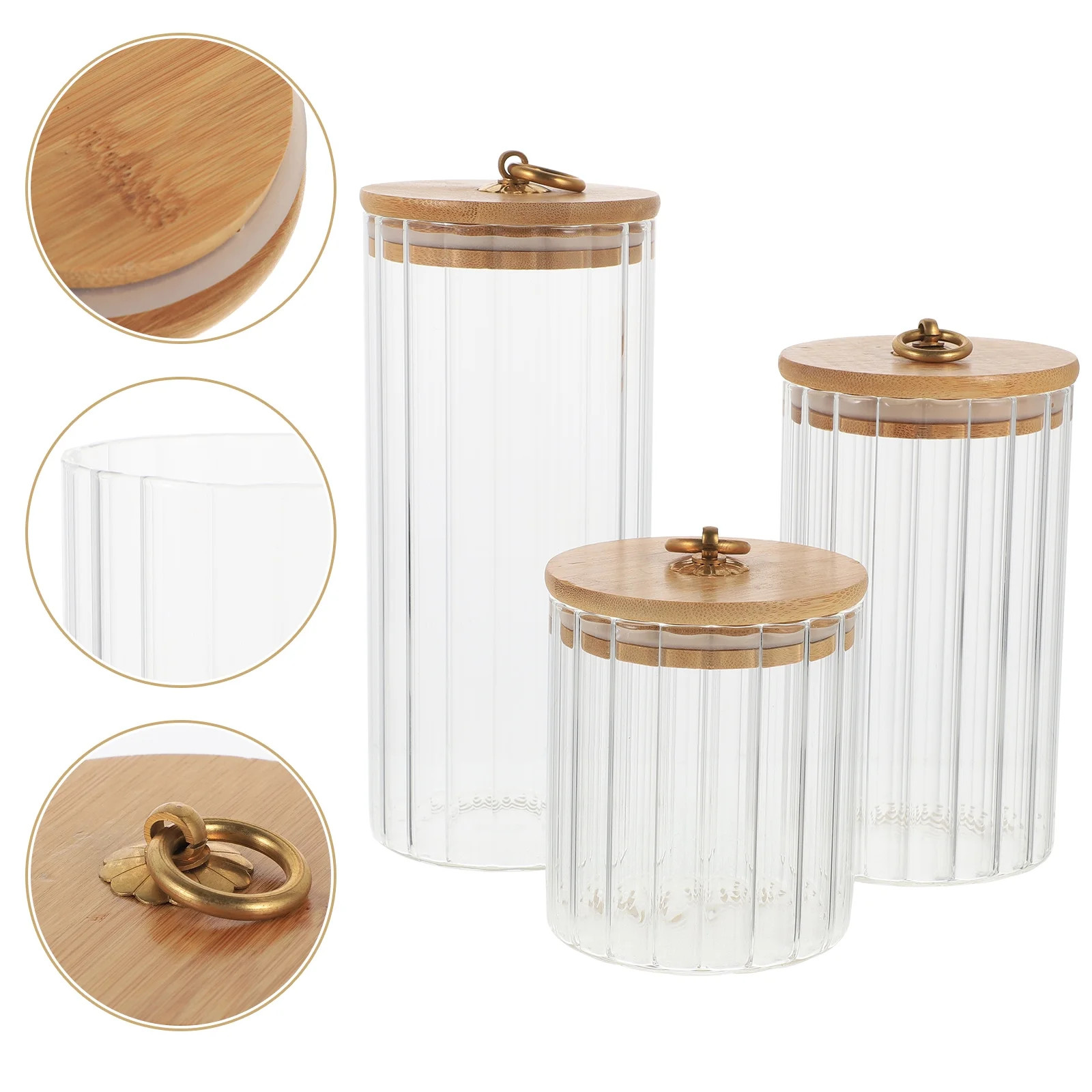 Soimiss Glass Storage Jars with Bamboo Lids for Kitchen Food Storage Transparent and Airtight 3pc... | Walmart (US)