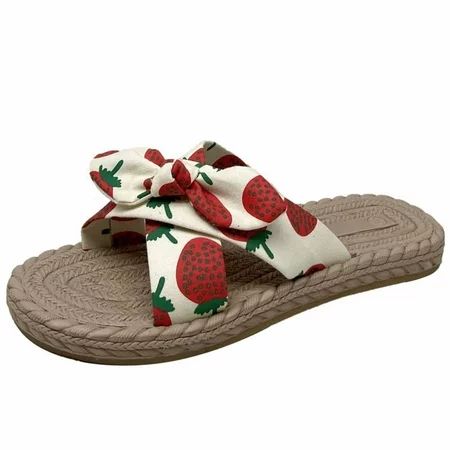 Rourlinge Women Open Toe Slippers Shoes Comfy Sandals Casual Comfortable Beach Sandals Watermelon Re | Walmart (US)