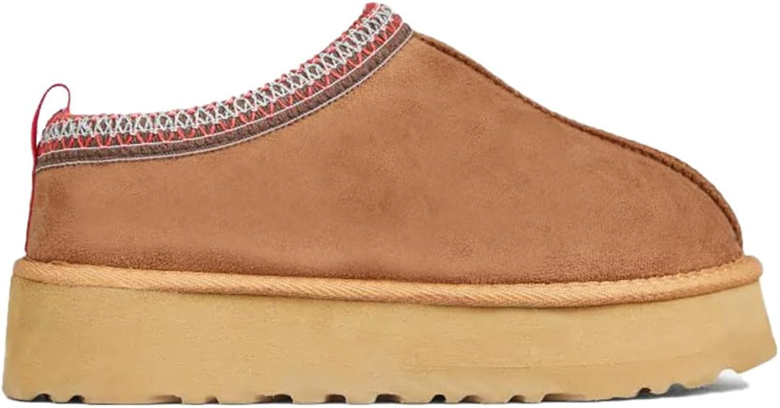 Faux Fur Platform Slippers Mini Fur Fleece Lined Suede Ankle Snow Boots | Amazon (US)