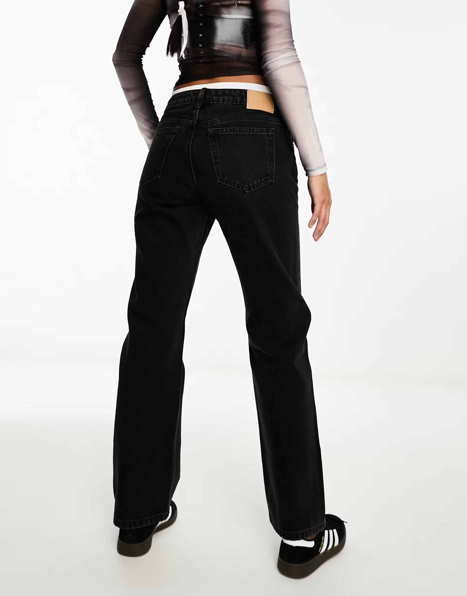 Weekday Arrow low waist regular fit straight leg jeans in tuned black | ASOS (Global)