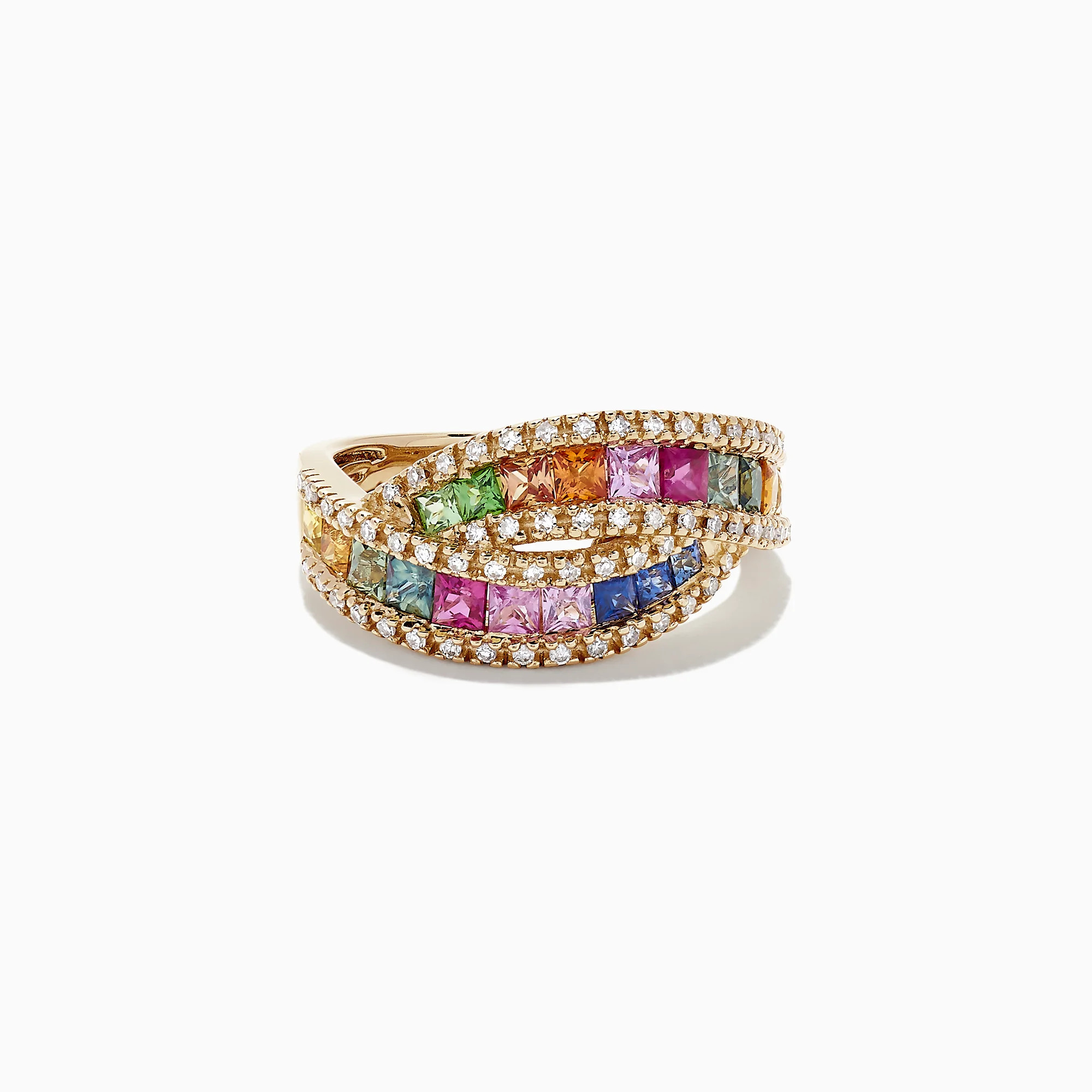 Watercolors 14K Yellow Gold Multi Sapphire and Diamond Ring, 1.95 TCW | Effy Jewelry