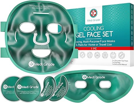 Medi Grade Cooling Ice Face Mask and Cooling Eye Mask for Puffy Eyes & Migraine Relief - Self Car... | Amazon (US)