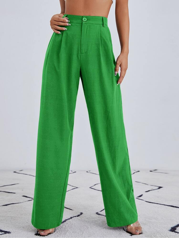 SHEIN Solid Zip Up Wide Leg Pants | SHEIN