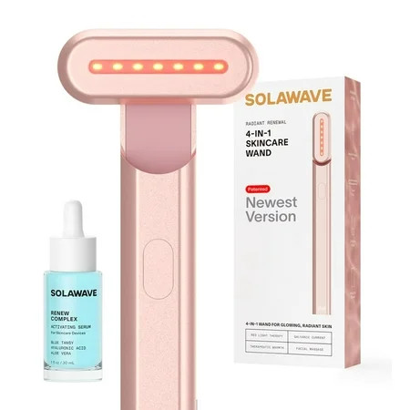 Solawave 4-in-1 Radiant Renewal Wand and Serum Bundle Face Skincare Wand with Facial Massager Facial Wand with Renew Complex Serum C3 | Walmart (US)