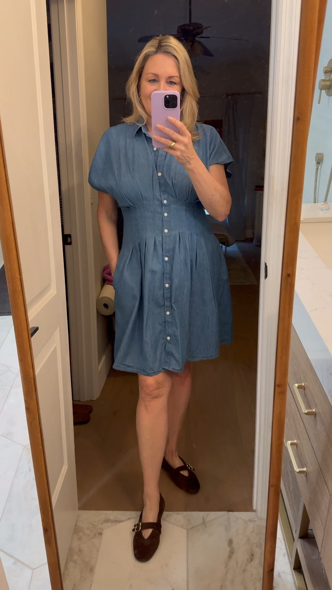 What I wore to work today.  This cute dress can easily be dressed up or down.   Cute Spring dress, ballet flats 

#LTKWorkwear #LTKootd #LTKSeasonal