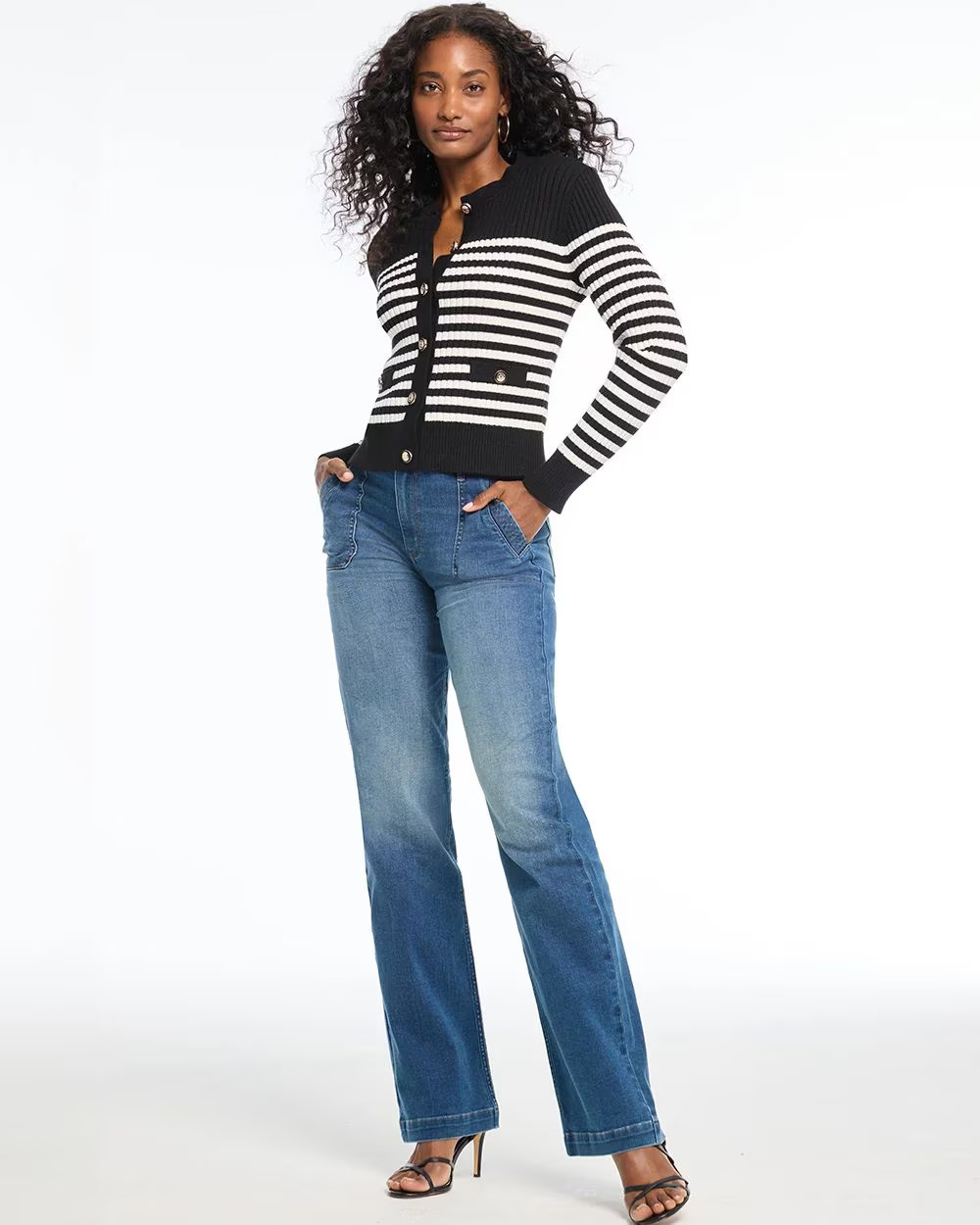 Striped Ribbed Cardigan | White House Black Market