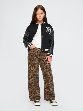 Kids Low Rise Stride Wide-Leg Leopard Jeans | Gap (US)