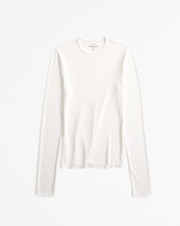 Women's Essential Long-Sleeve Featherweight Rib Tuckable Top | Women's Tops | Abercrombie.com | Abercrombie & Fitch (US)