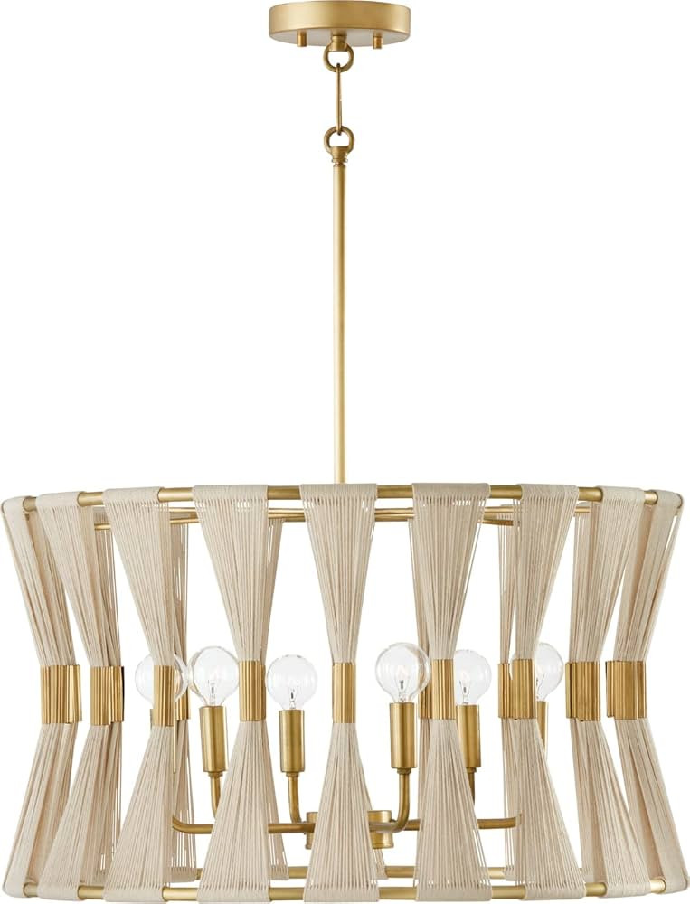 Capital Lighting 341161NP Bianca Modern Luxe Hand-Wrapped Black Rope Drum Pendant Light Fixture, ... | Amazon (US)